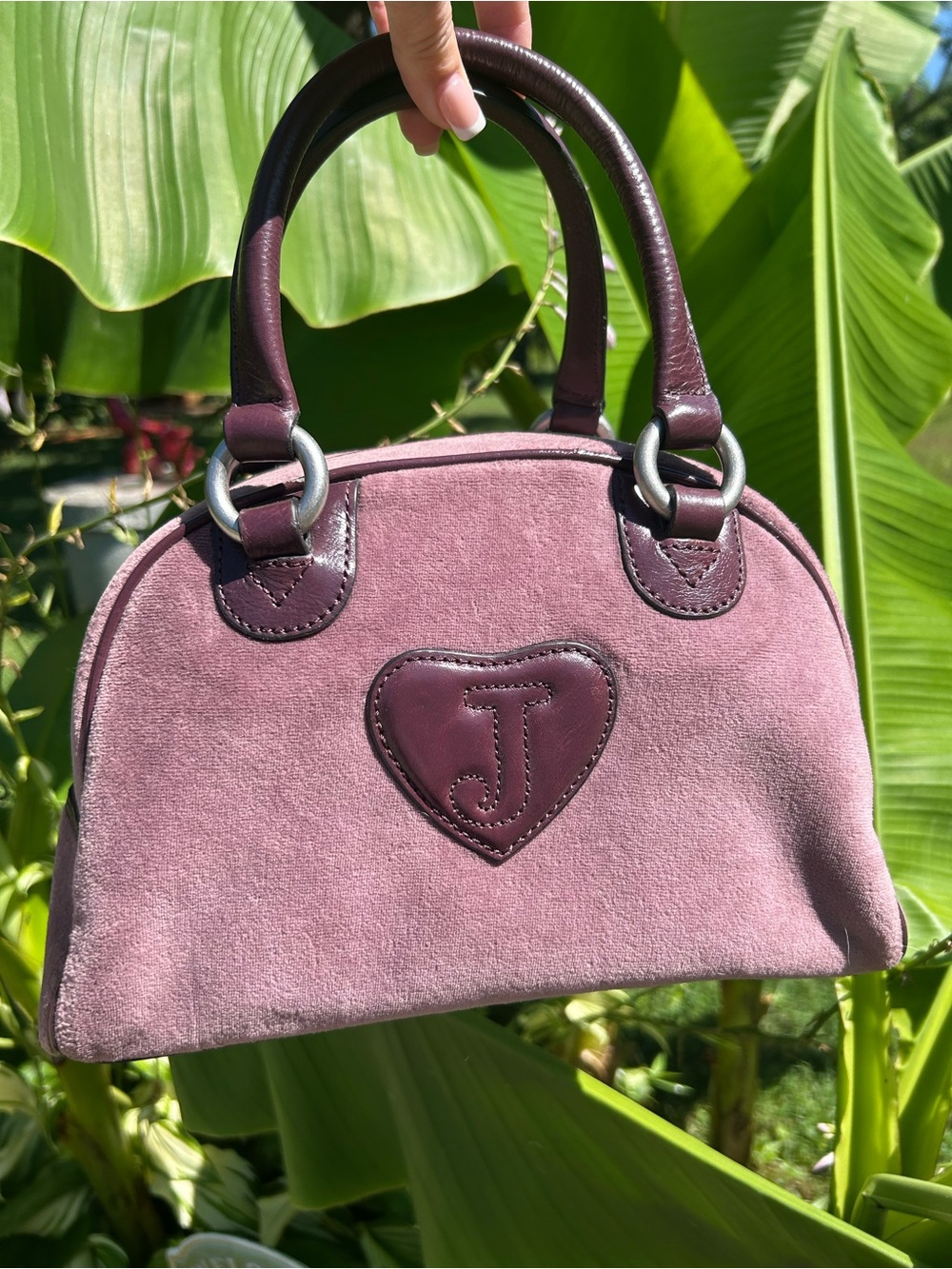 Y2K Vintage 2009 Juicy Couture Purple Velour Bowler Bag Regal Couture Party - Picture 2 of 16